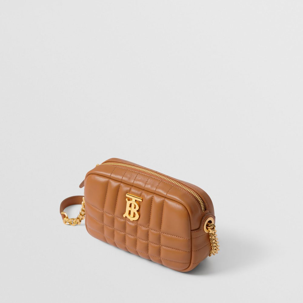 Burberry Mini Quilted Lambskin Lola Camera Bag in Maple Brown 80490481 - Photo-2