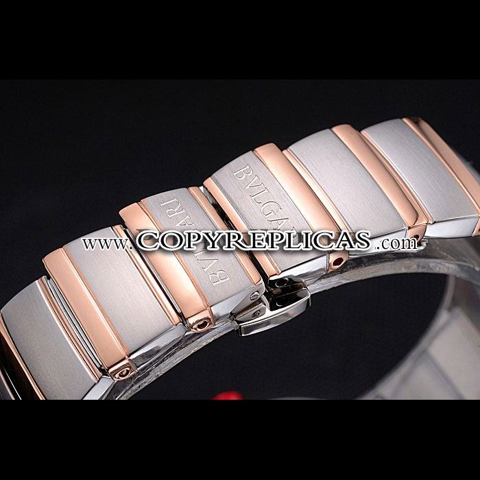 Bvlgari Lvcea Black Dial Diamond Hour Markings Rose Gold Case Diamonds Two Tone Bracelet BV5848 - Photo-3