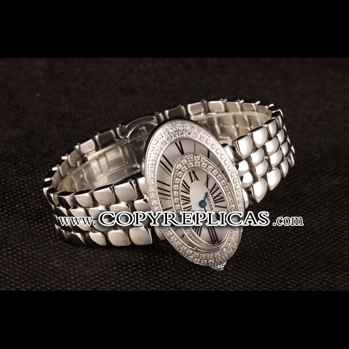 Cartier Baignoire Hypnose White Dial Diamonds Steel Case Steel Bracelet CTR5855 - Photo-2