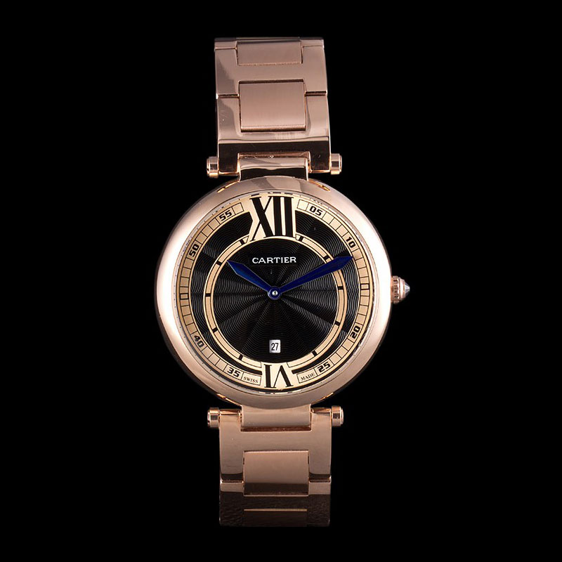 Cartier Ballon Bleu Rose Gold Stainelss Steel Strap Black Dial CTR5887