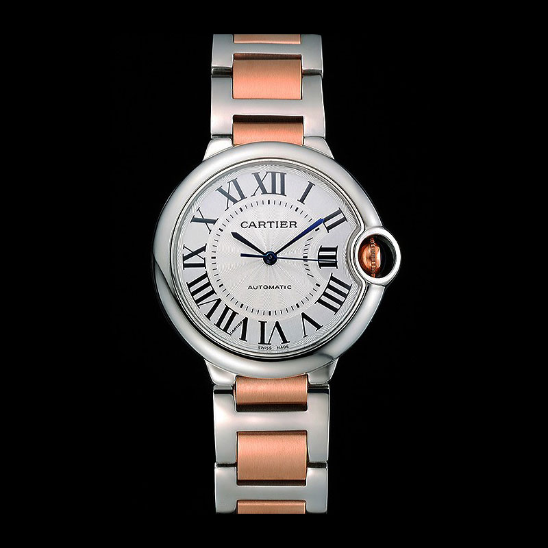 Swiss Cartier Ballon Bleu 36mm Silver Dial Stainless Steel Case Two Tone Gold Bracelet CTR5918