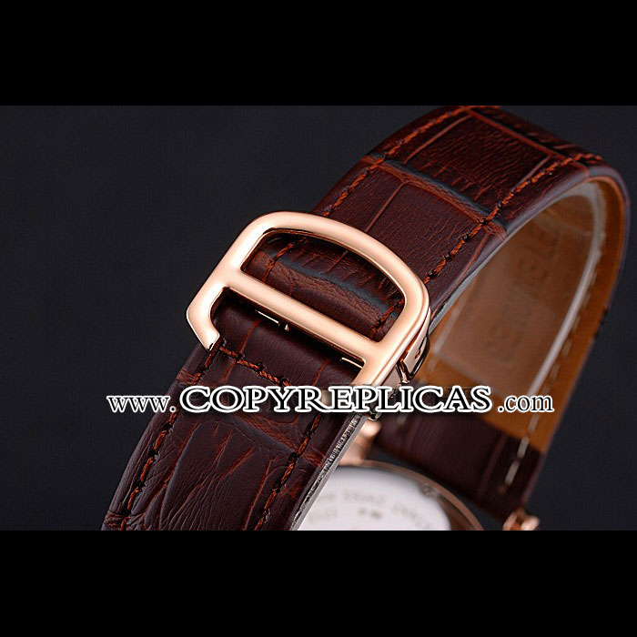 Cartier Ronde Second Time Zone White Dial Gold Case Brown Leather Strap CTR5961 - Photo-3