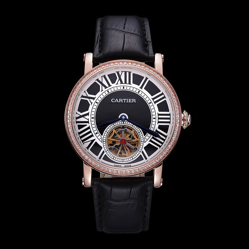 Cartier Rotonde Flying Tourbillon Diamonds Black Dial CTR5997