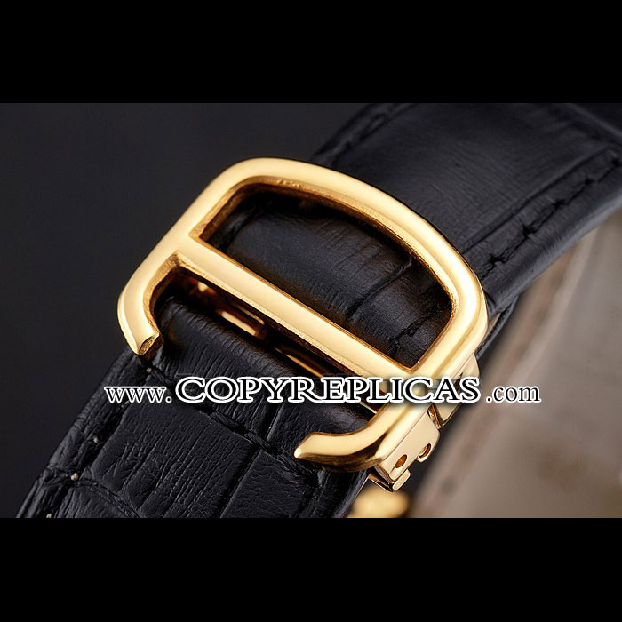 Swiss Cartier Rotonde Annual Calendar White Dial Gold Case Black Leather Strap CTR6003 - Photo-4