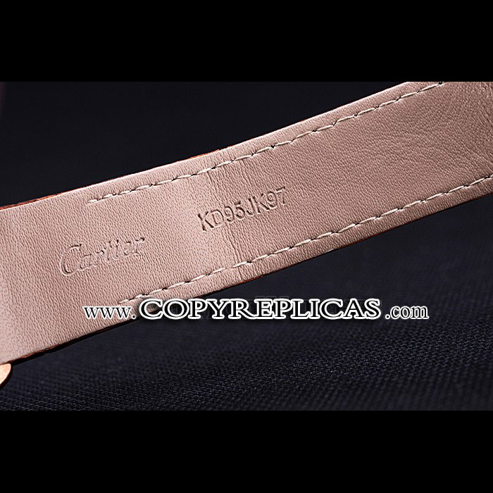 Swiss Cartier Santos Black Dial Diamonds Case Brown Leather Bracelet CTR6077 - Photo-4
