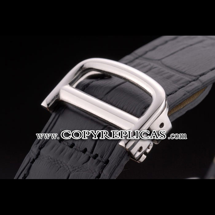 Cartier Tank Anglaise 36mm White Dial Stainless Steel Case Black Leather Bracelet CTR6087 - Photo-3