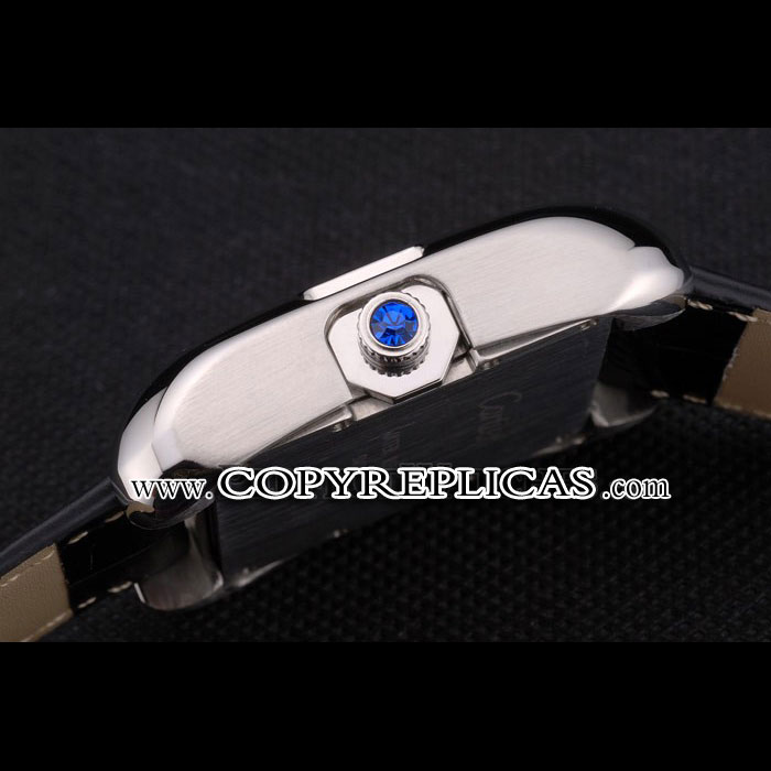 Cartier Tank Anglaise 36mm White Dial Stainless Steel Case Black Leather Bracelet CTR6087 - Photo-4