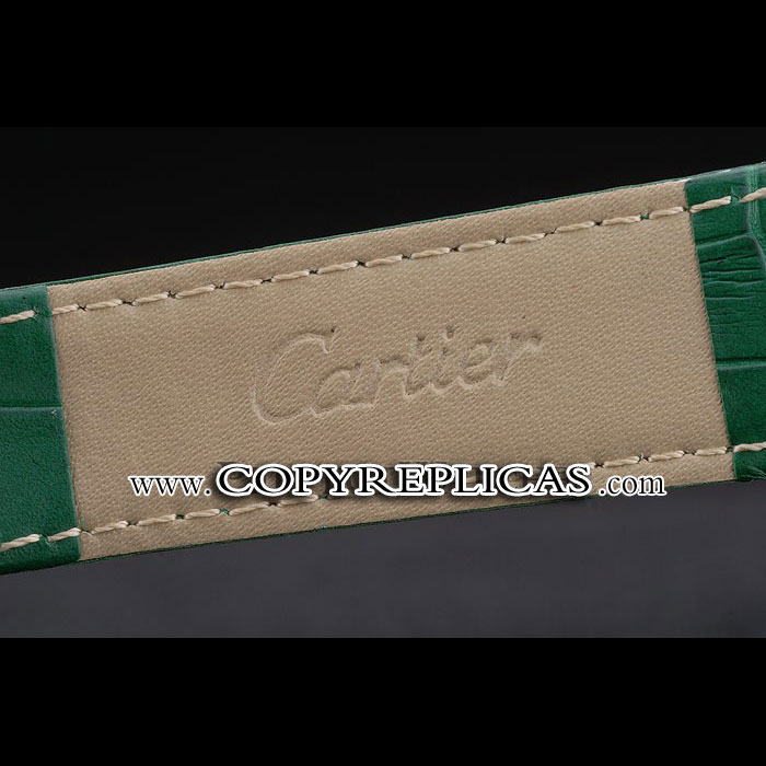 Cartier Tank Anglaise 30mm White Dial Gold Case Green Leather Bracelet CTR6106 - Photo-4
