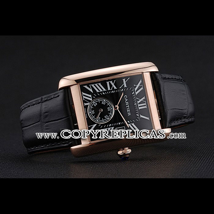 Cartier Tank MC Black Dial Gold Case Black Leather Strap CTR6132 - Photo-2