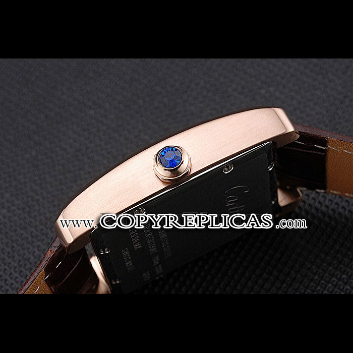 Cartier Tank MC Black Dial Gold Case Brown Leather Strap CTR6133 - Photo-4