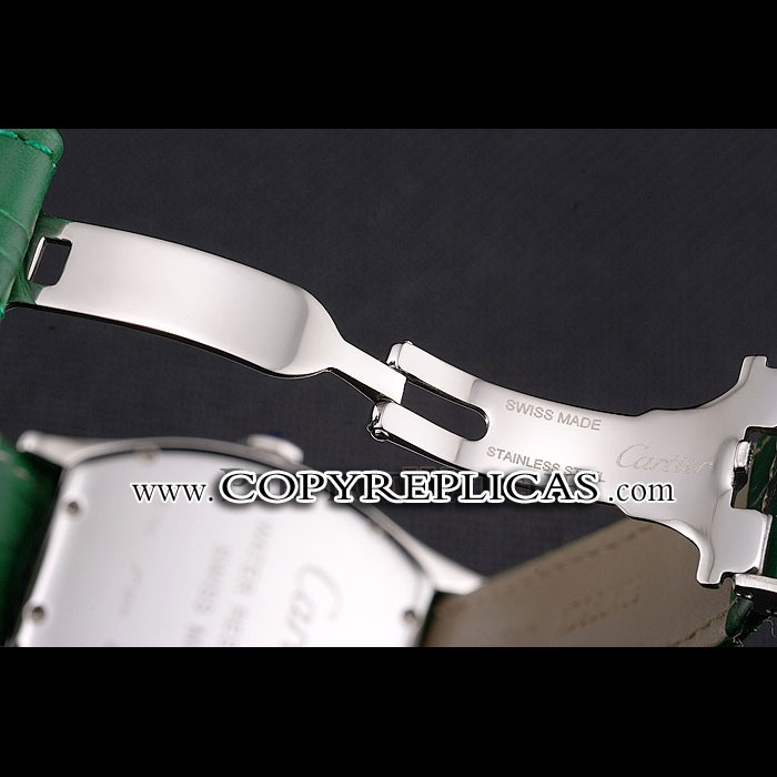 Cartier Tortue Perpetual Calendar White Dial Stainless Steel Case Green Leather Strap CTR6149 - Photo-4