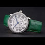 Cartier Ronde Louis Cartier White Dial Stainless Steel Diamond Bezel Green Leather Strap CTR5972 - thumb-2