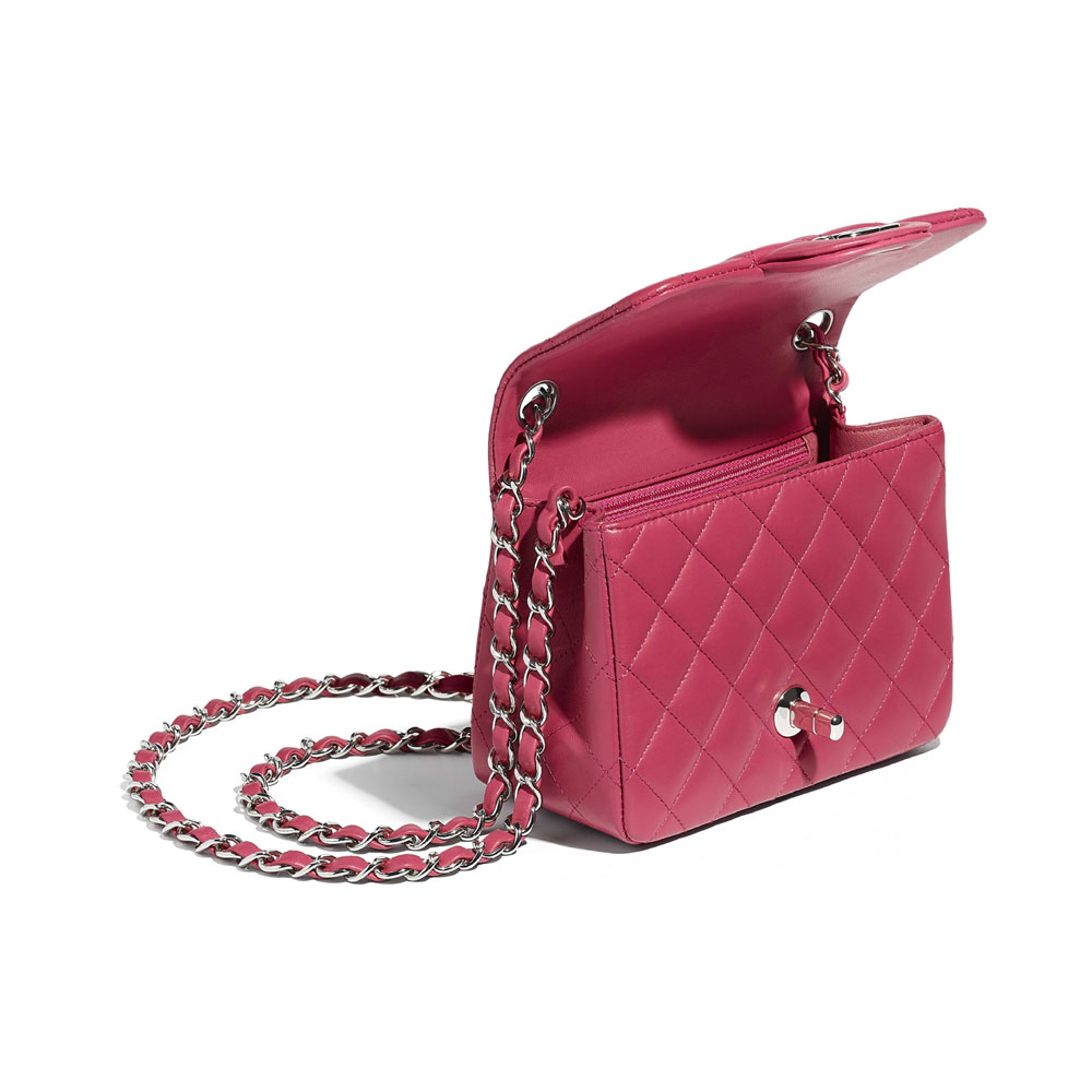 Chanel mini flap bag lambskin silver tone metal A35200 Y01480 5B309 - Photo-3