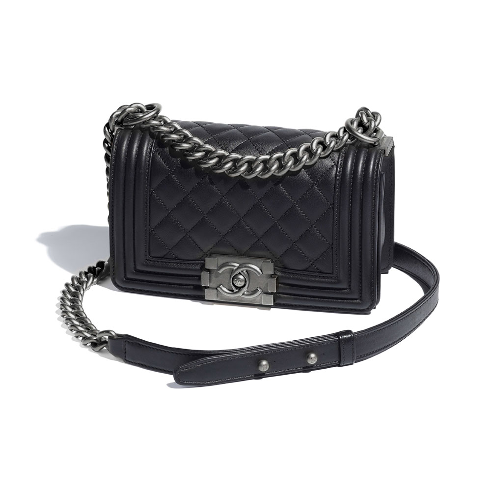 small boy chanel bag calfskin ruthenium finish metal A67085 Y09953 94305 - Photo-3
