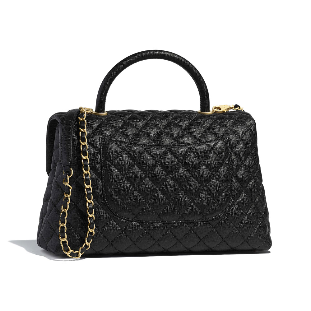 Chanel large flap bag top handle grained calfskin A92992 Y61556 94305 - Photo-2