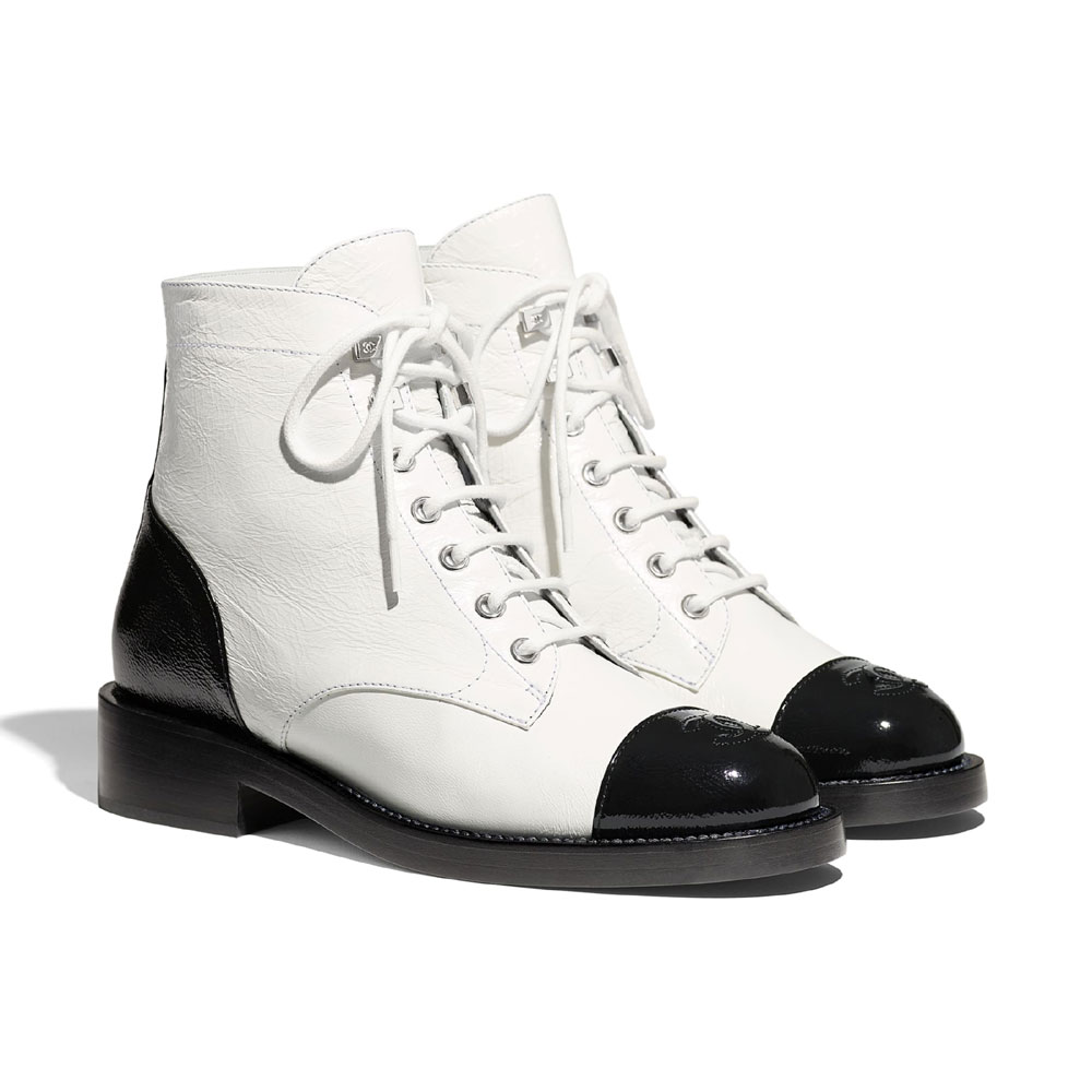 Chanel Crumpled Lambskin Shiny Calf Lace Ups G34954 Y55177 K2711 - Photo-2