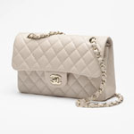 Chanel Small Classic Handbag Light Beige Lambskin Gold Tone A01113 Y04059 NZV62
