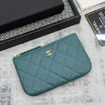 Chanel Classic mini pouch in Dark Turquoise Green Caviar A82365 Y01480 NA104