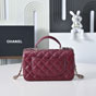 Chanel Mini Flap Bag with Top Handle in Burgundy AS2431 B05607 U1192 - thumb-2