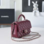 Chanel Mini Flap Bag with Top Handle in Burgundy AS2431 B05607 U1192 - thumb-3