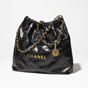 Shiny calfskin gold Black White CHANEL 22 bag AS3261 B09981 NM240 - thumb-3