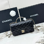 Chanel Top Handle Mini Bijou Flap bag AS4141 Matrasse Black lambskin