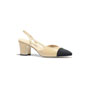 Chanel Goatskin Beige Black Slingbacks G31318 Y50006 C8378 - thumb-2
