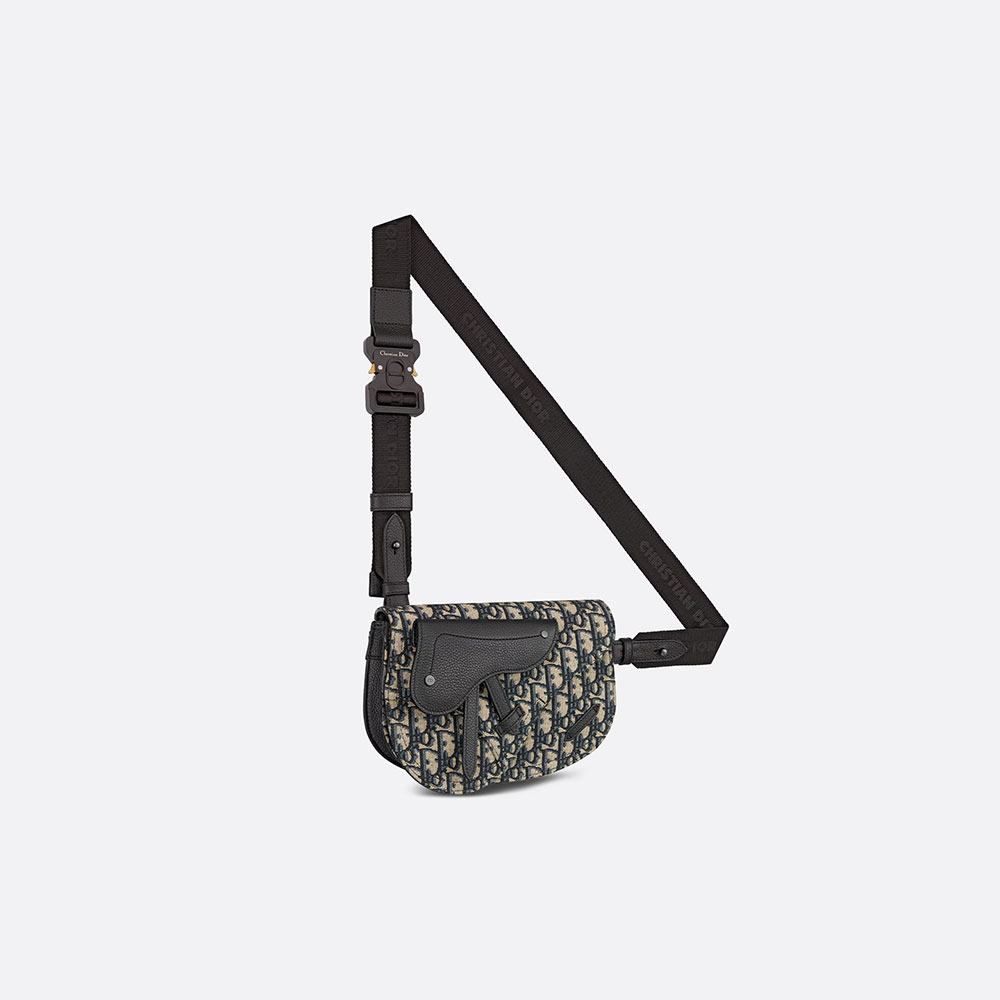 Saddle Pouch Beige and Black Dior Oblique Jacquard 1ADPO044YKY H27E - Photo-2