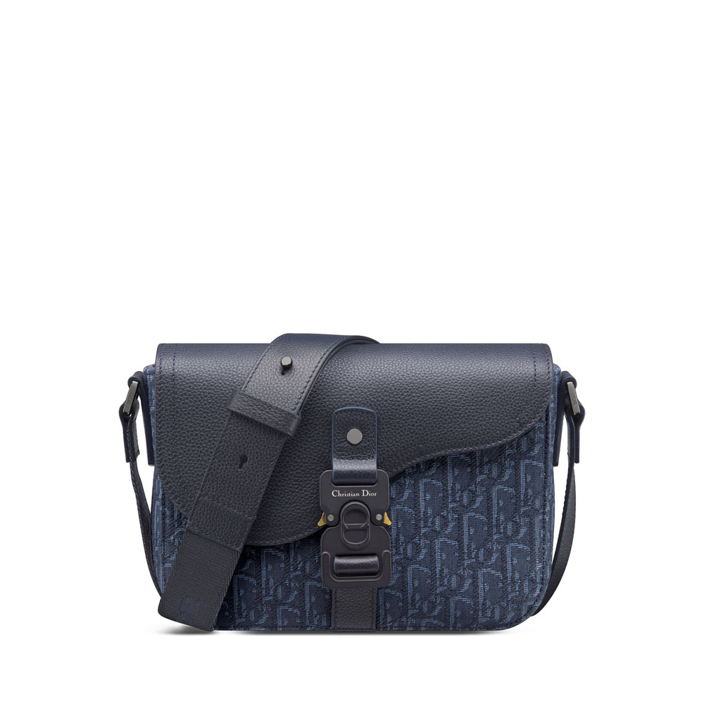 Dior Small Saddle Messenger Bag with Flap in Navy Blue 1ADPO049YKS H53E