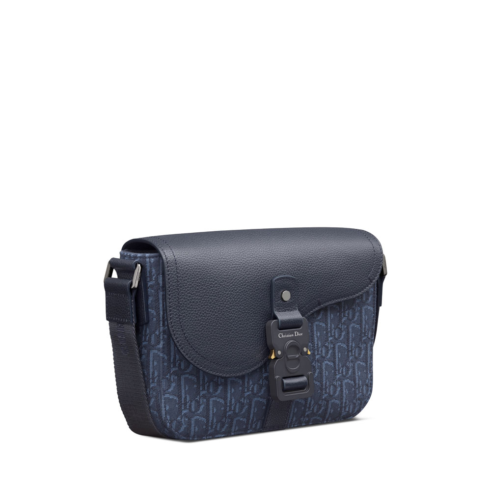 Dior Small Saddle Messenger Bag with Flap in Navy Blue 1ADPO049YKS H53E - Photo-2