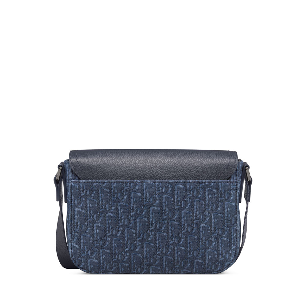 Dior Small Saddle Messenger Bag with Flap in Navy Blue 1ADPO049YKS H53E - Photo-3