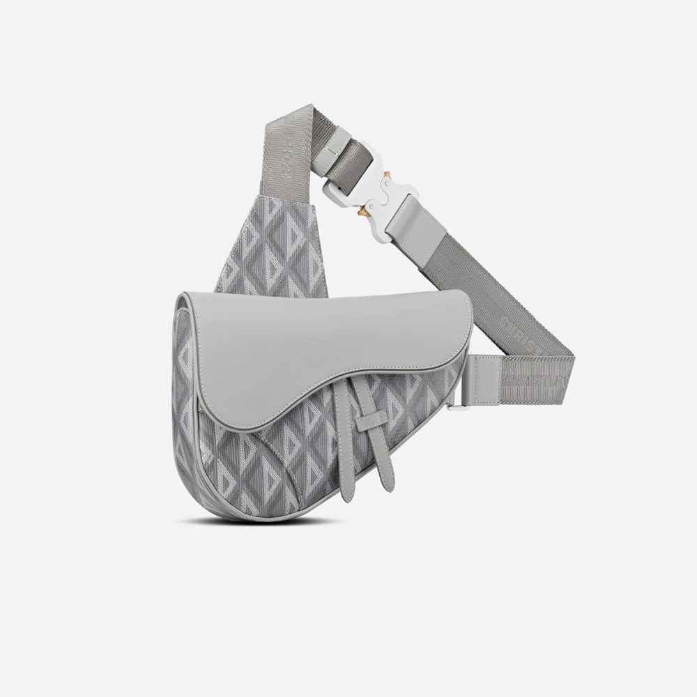 Saddle Bag Dior Gray CD Diamond Canvas And Smooth Calfskin 1ADPO093CDP H42E - Photo-2