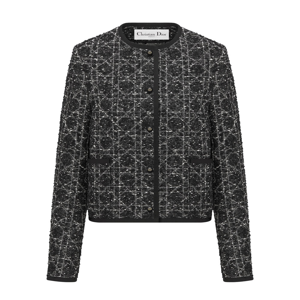 Dior Macrocannage Cropped Jacket in Black 421V58A7795 X9101