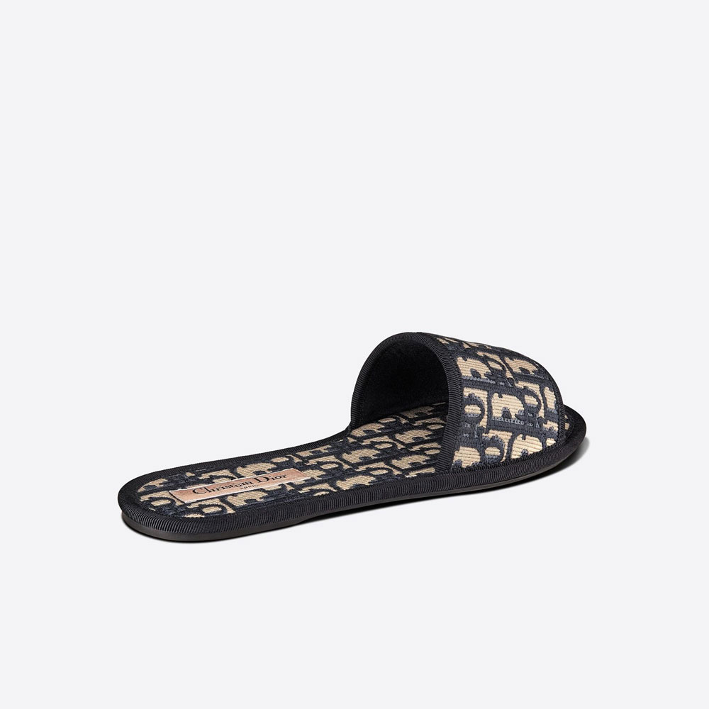 Dior Chez Moi Slide Deep Blue Dior Oblique Embroidered Cotton KCQ491OBE S56B - Photo-2