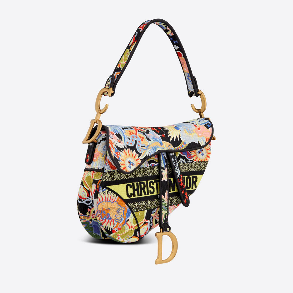 Saddle Bag Black Dior Zodiac Fantastico Embroidery M0446CRVK M911 - Photo-2