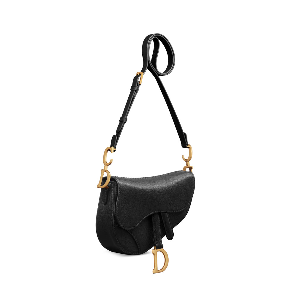 Dior Mini Soft Saddle Bag with Strap in Black M0465CCEH M900 - Photo-2