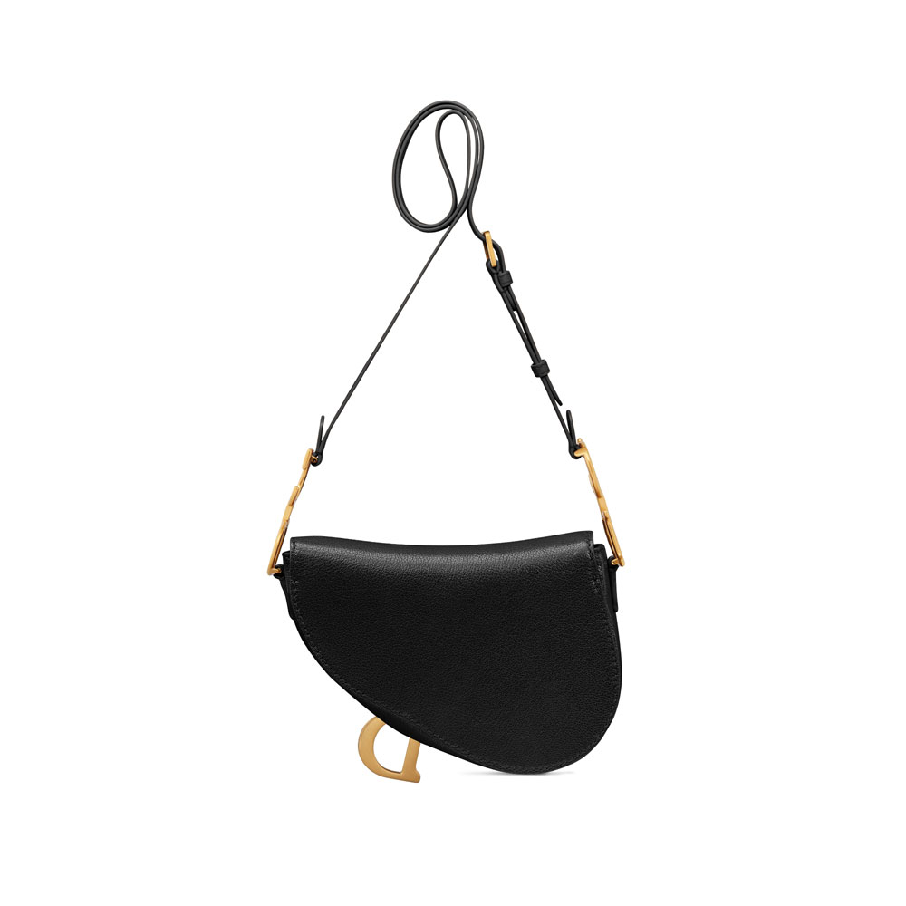 Dior Mini Soft Saddle Bag with Strap in Black M0465CCEH M900 - Photo-3