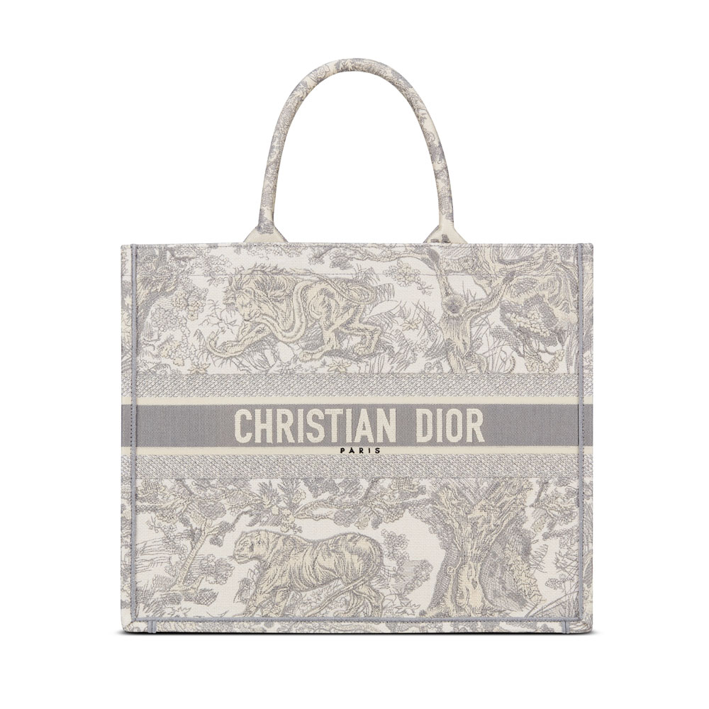 Large Dior Book Tote in Ecru Gray M1286ZTDT M20I