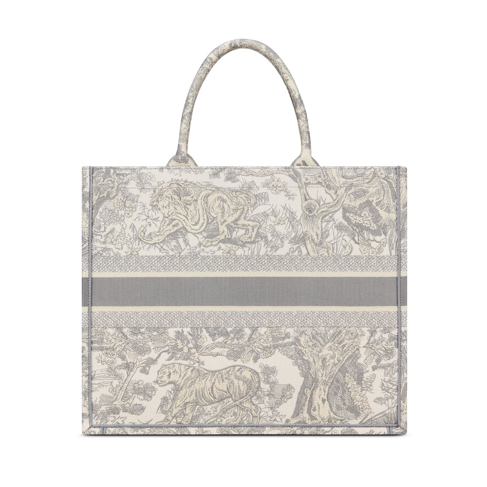 Large Dior Book Tote in Ecru Gray M1286ZTDT M20I - Photo-3