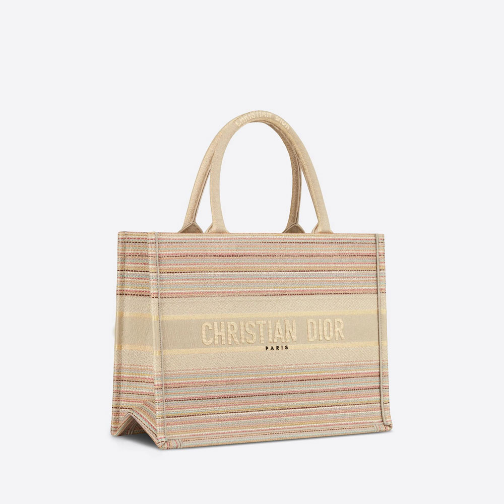 Small Dior Book Tote Multicolor Stripes Embroidery M1296ZRFO M885 - Photo-2