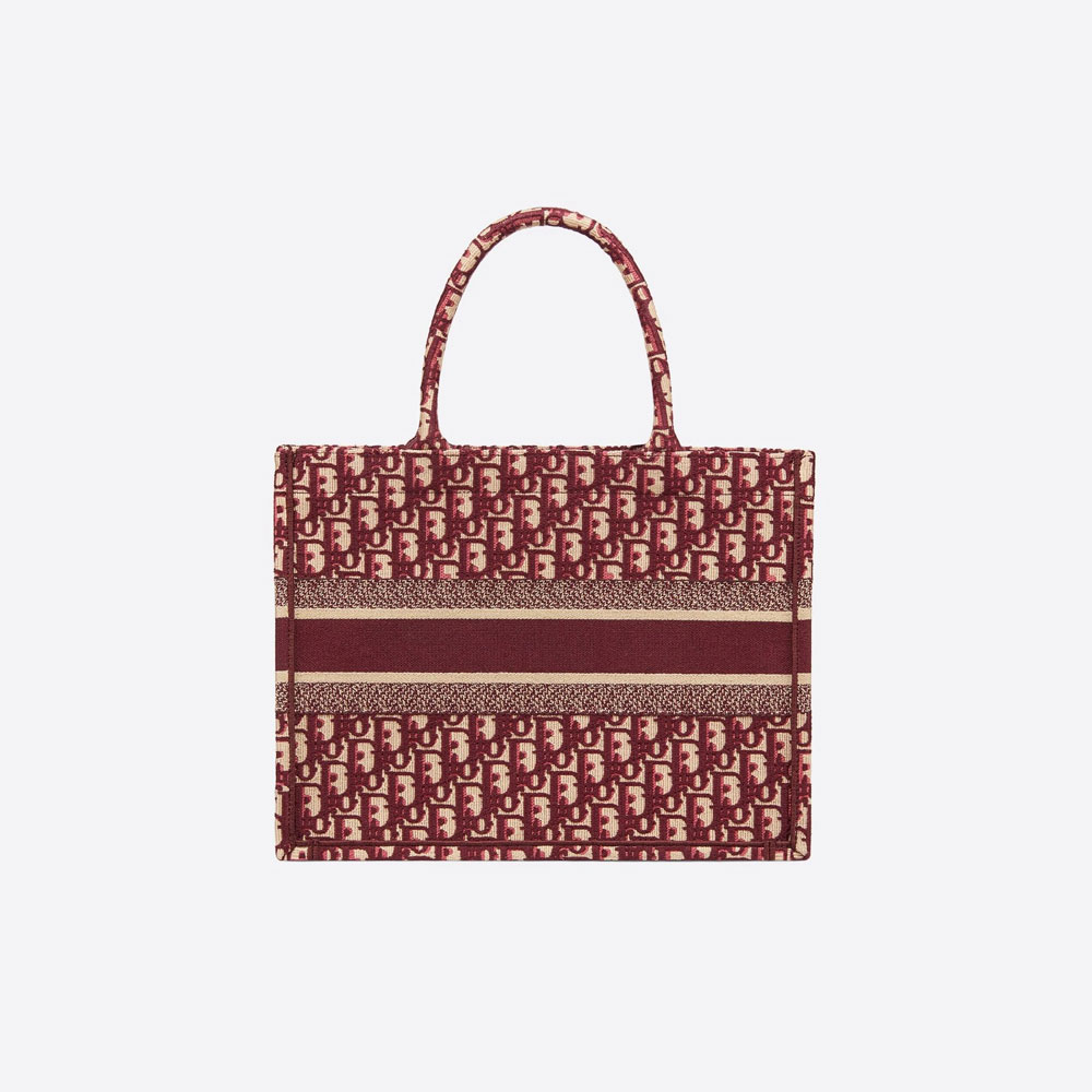 Small Dior Book Tote Burgundy Dior Oblique Embroidery M1296ZRIW M974 - Photo-2