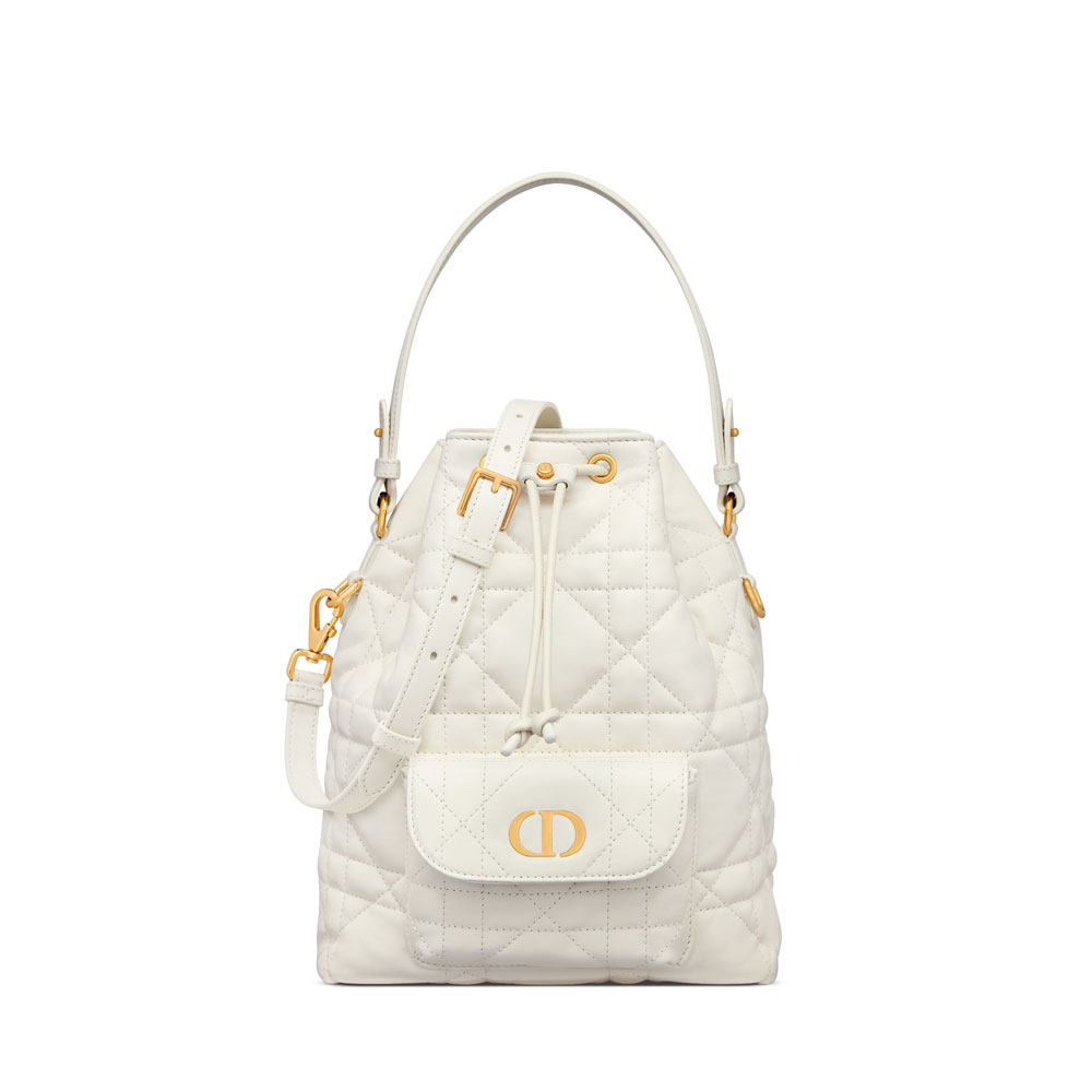 Small Dior Caro Bucket Bag in Latte M3372UNOZ M030