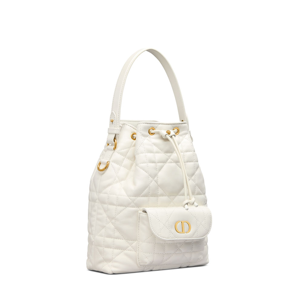 Small Dior Caro Bucket Bag in Latte M3372UNOZ M030 - Photo-2