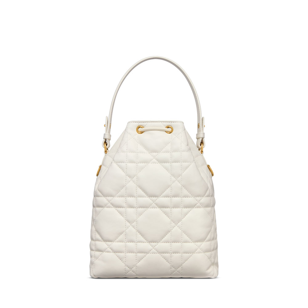Small Dior Caro Bucket Bag in Latte M3372UNOZ M030 - Photo-3