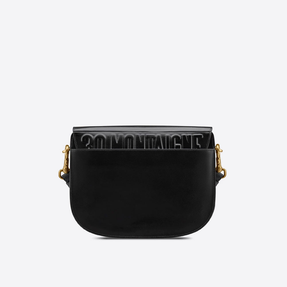 Large Dior Bobby Bag Black Box Calfskin with Strap M9320UMOB M911 - Photo-3