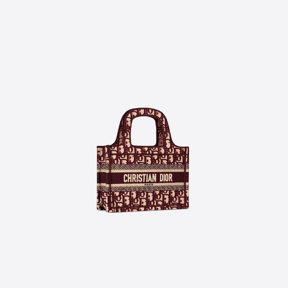 Mini Dior Book Tote Burgundy Dior Oblique Embroidery S5475ZRIW M974