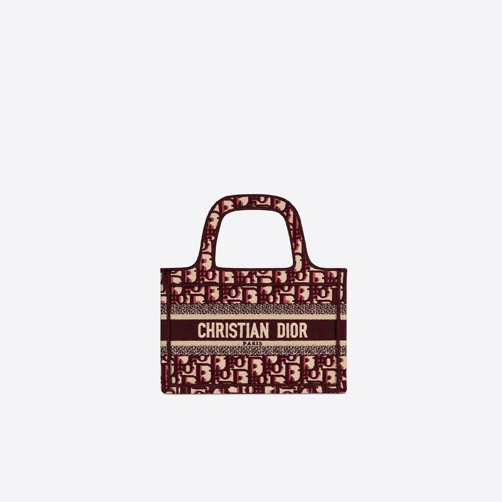 Mini Dior Book Tote Burgundy Dior Oblique Embroidery S5475ZRIW M974 - Photo-3
