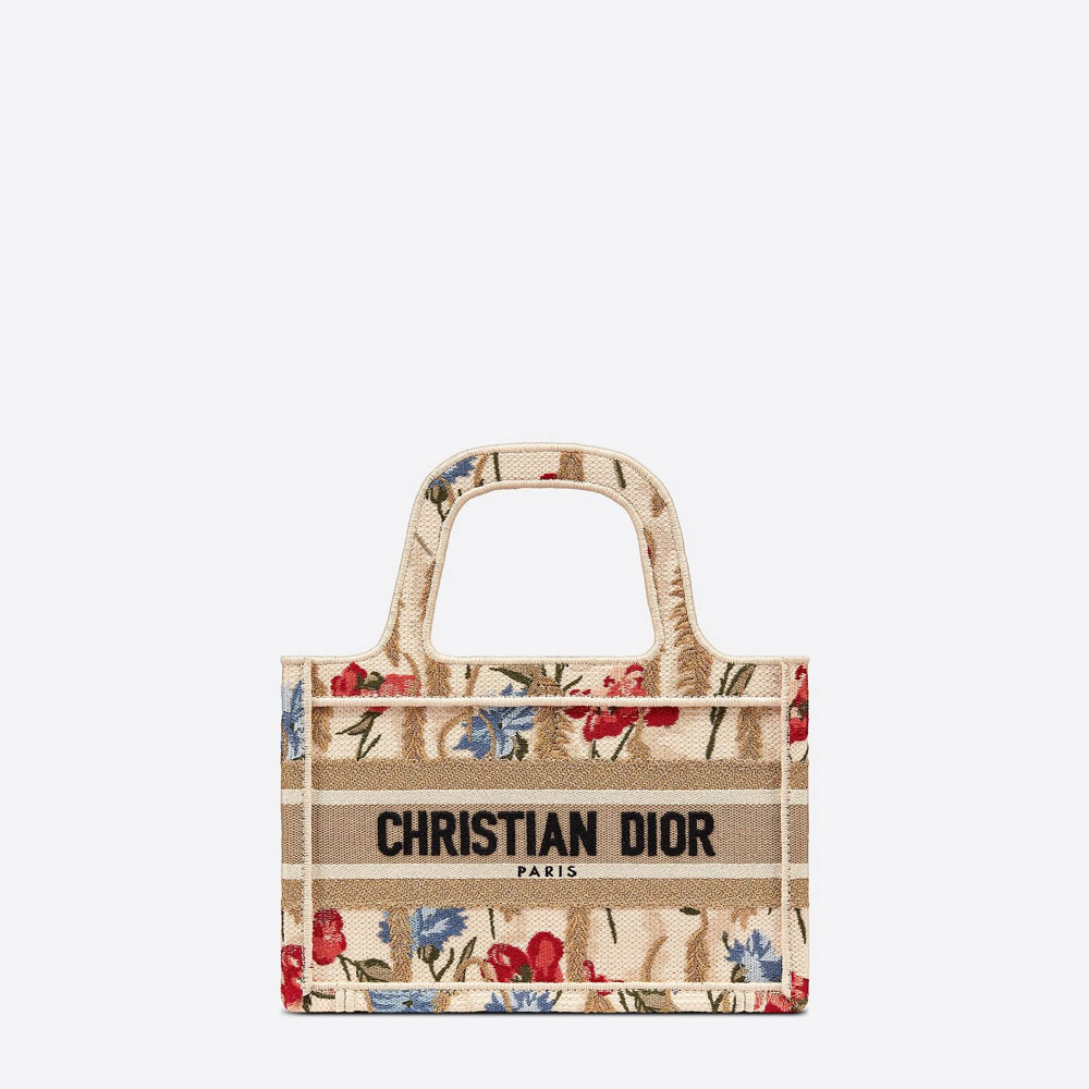Mini Dior Book Tote Hibiscus Embroidery S5475ZRTN M918