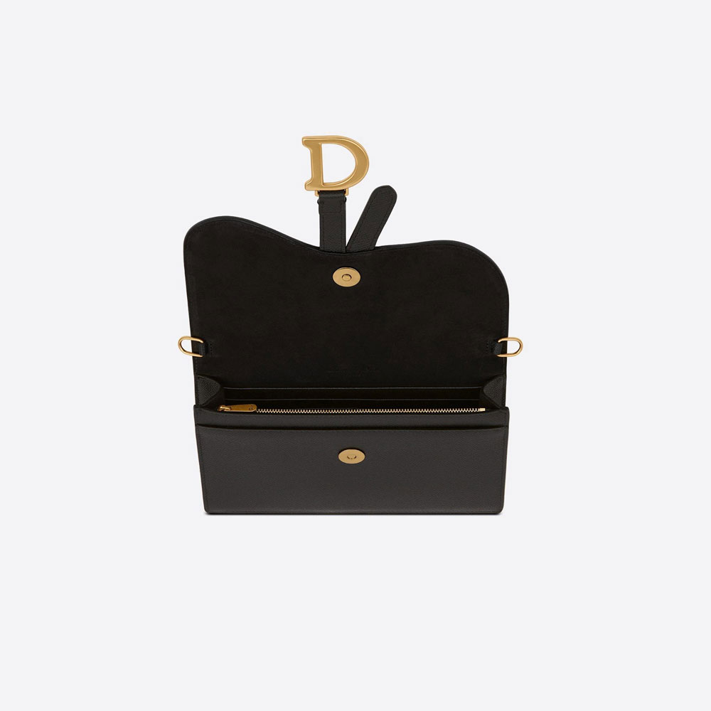 Dior Saddle Pouch Black Grained Calfskin S5659CBAA M900 - Photo-2