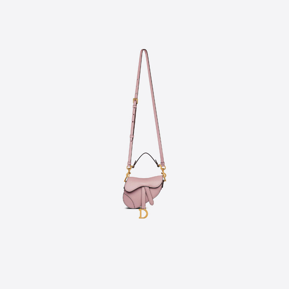 Dior Micro Saddle Bag Antique Pink Goatskin S5685CCEH M77P - Photo-3